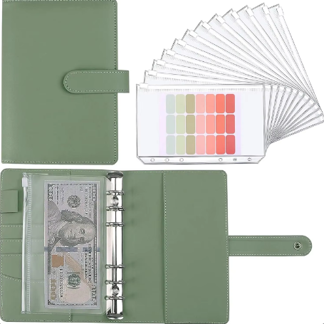 Envelope Color Pocket Binder Leather Gift PU Leather Notebook A6 Budget Binder Scheduler