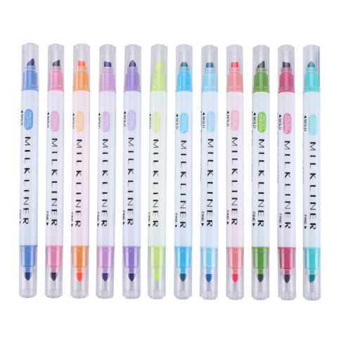 Watercolor Fluorescent School Highlighter Pen Students Mildliner Highlighters Marker Pastel Markers