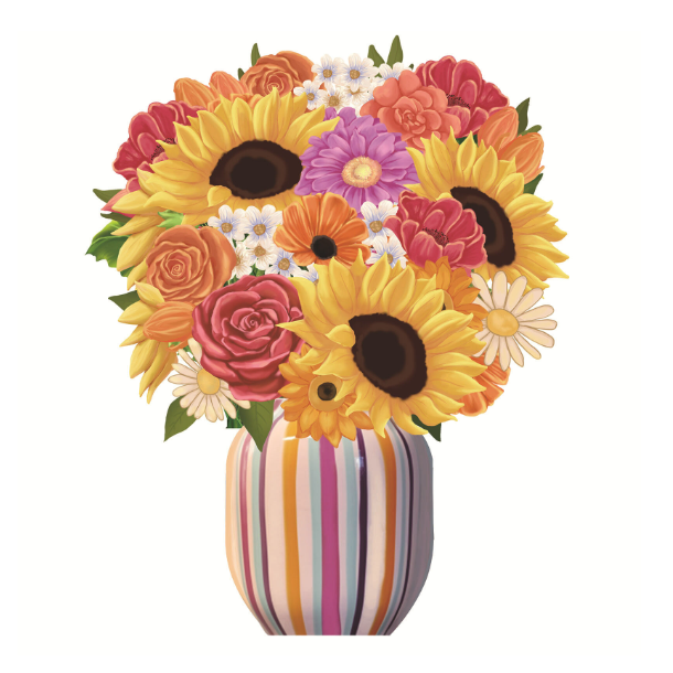 New Creative 3D Bouquet Holiday Blessing Paper Carving Greeting Card