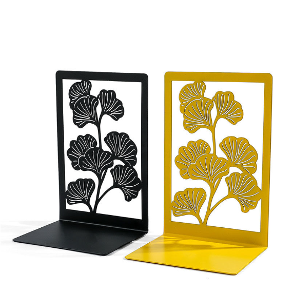 Wholesale Creative Ginkgo Biloba Metal Hollowing Craft Desktop Bookends