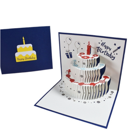 2025 New Style Custom Invitation Birthday Cake Greeting Gift Card Envelope 3D Pop-Up Happy Birthday Card