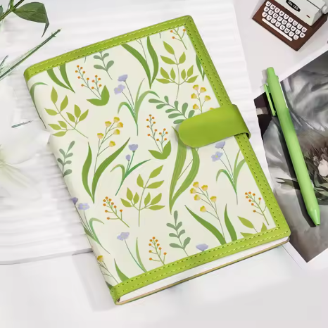 A5 Custom Fresh Flowers Hardcover Leather Girls Diary Budget Weekly Planner Magnetic Buckle Notebook